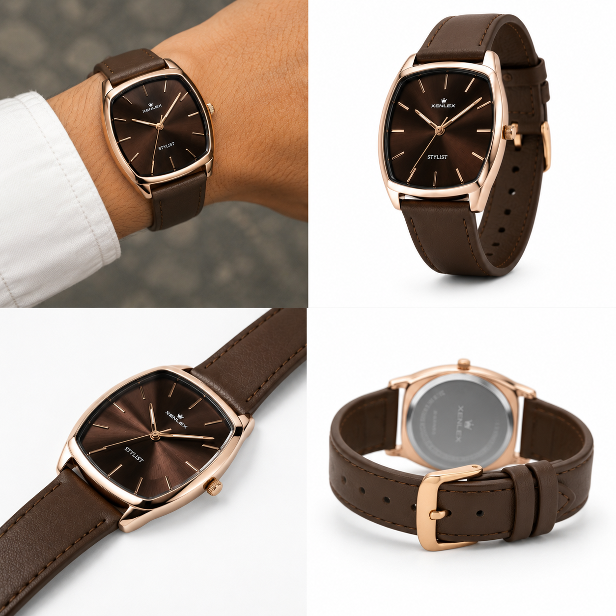 XENLEX Stylist Men’s Classic Brown Leather Watch